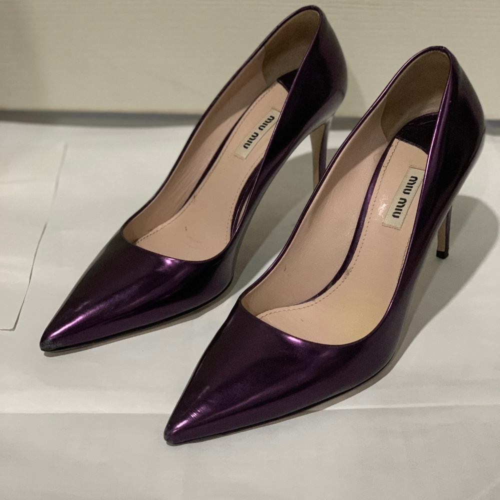 MIU MIU Prada Metallic Purple Pump Pointed Toe